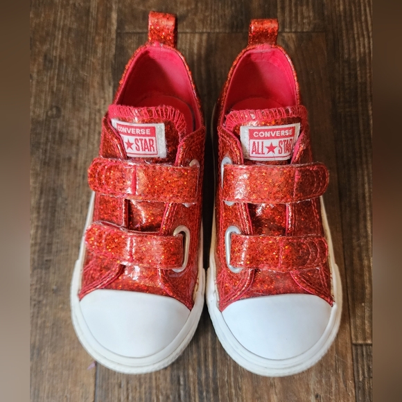 Sparkly Converse Red Sneakers - Picture 3 of 4